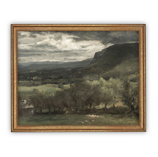 Summer Mountains Landscape Framed Canvas Art 16X20