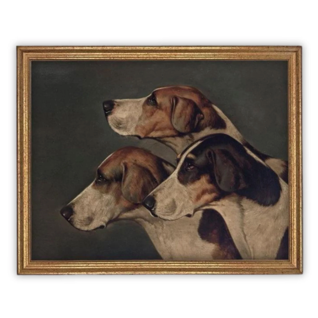 Three Dog Canvas Art 11X14, Gold/Black