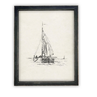 Sailboat Sketch Framed Canvas Art 8X10
