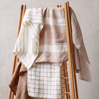 Mille Stripe Linen Tea Towel, Dune