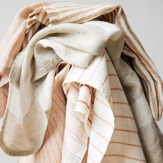 Porto Stripe Linen Tea Towel, Earth