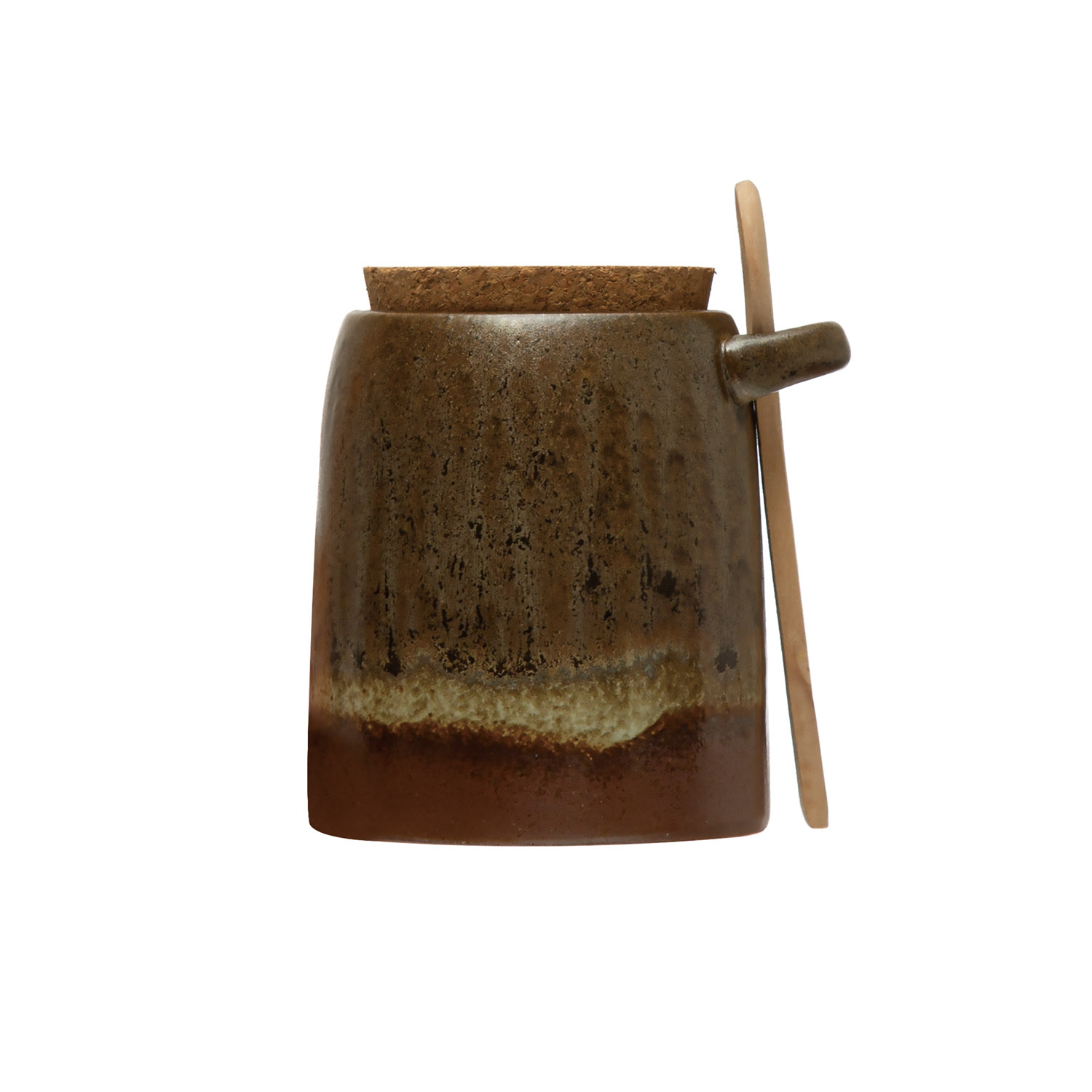 Stoneware - Jar w/ Cork Lid and Wood Spoon -