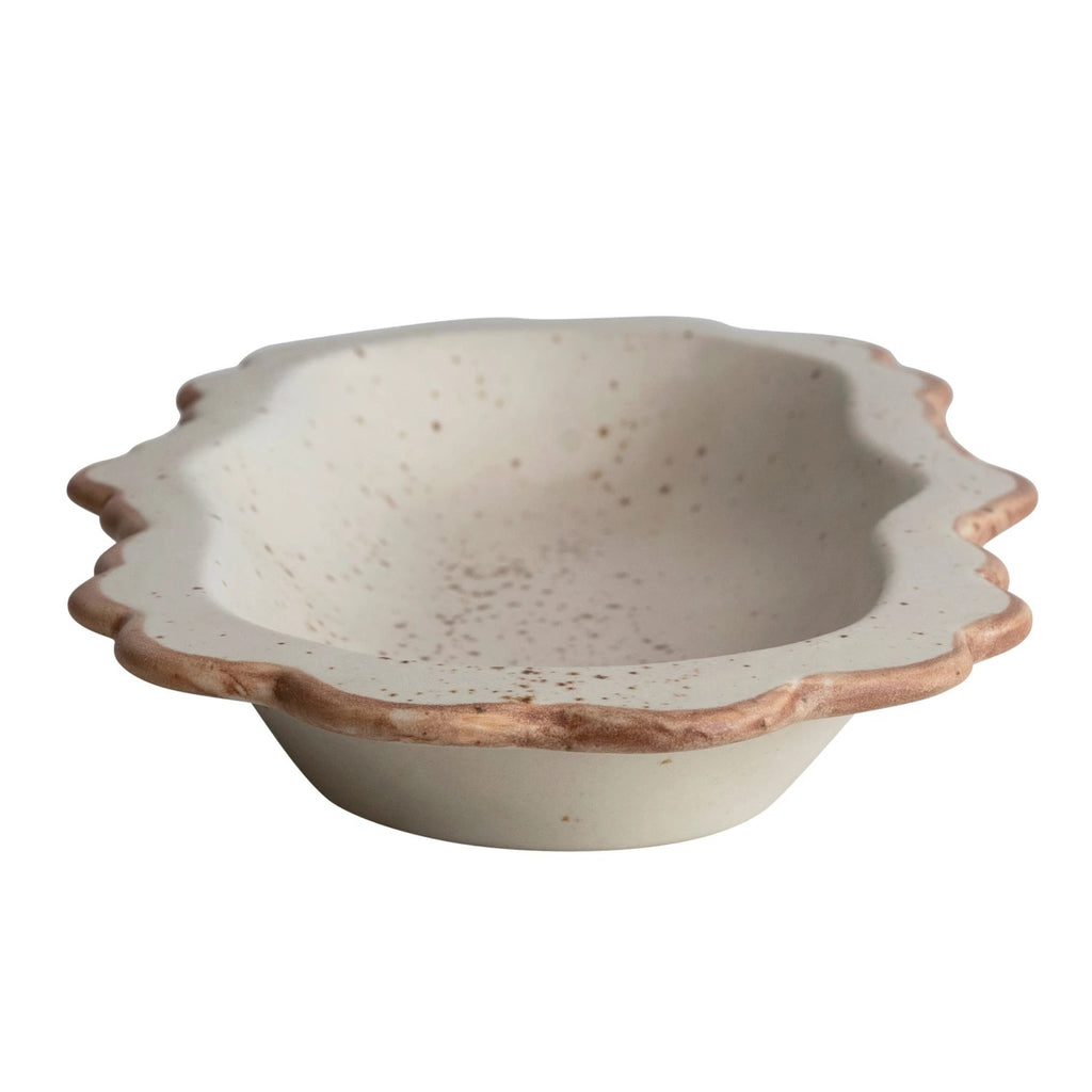Stoneware Scalloped Platter/Bowl - Cream