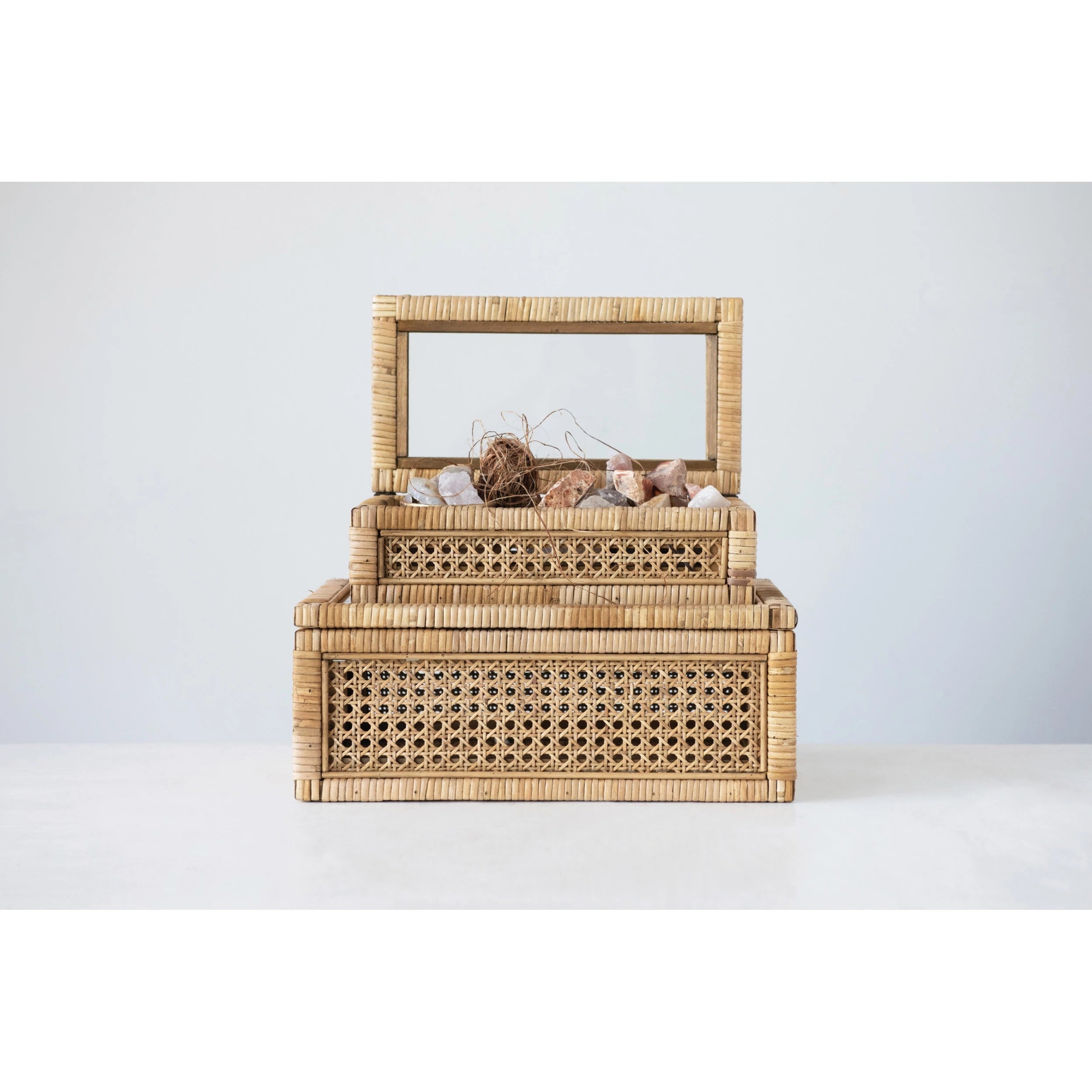 Rattan Box with Glass Lid