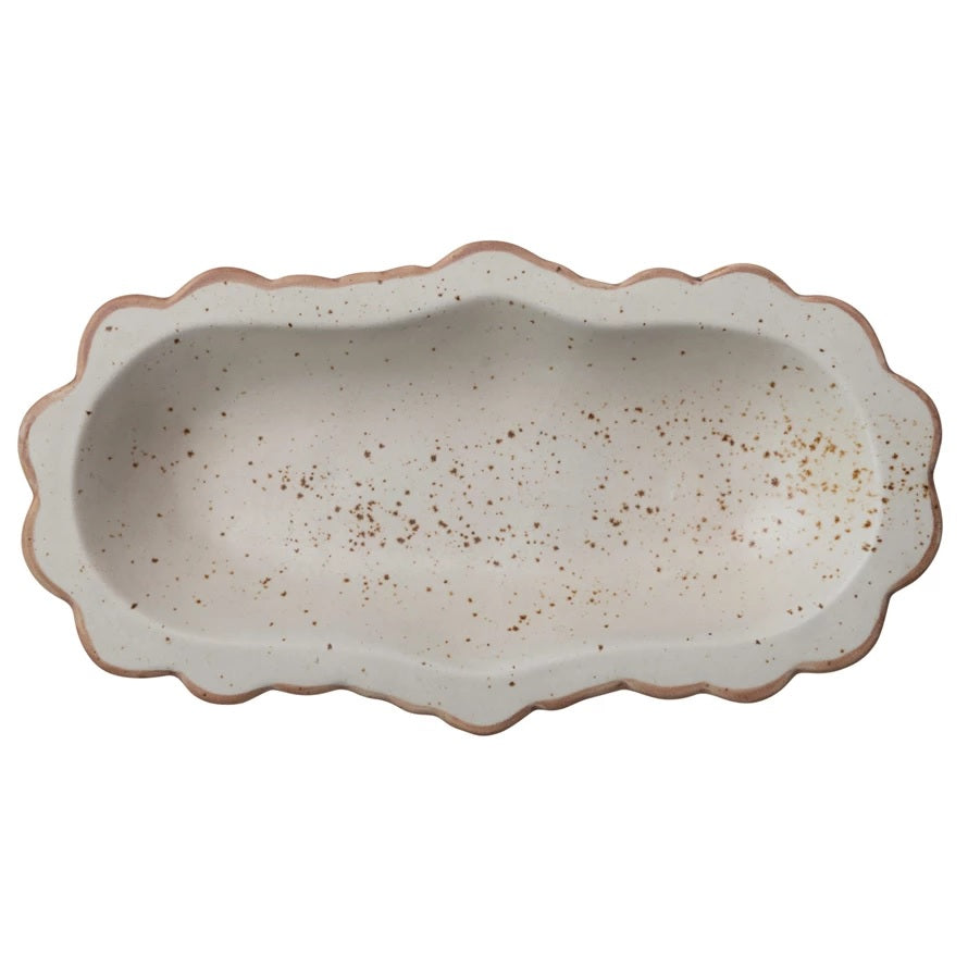 Stoneware Scalloped Platter/Bowl - Cream