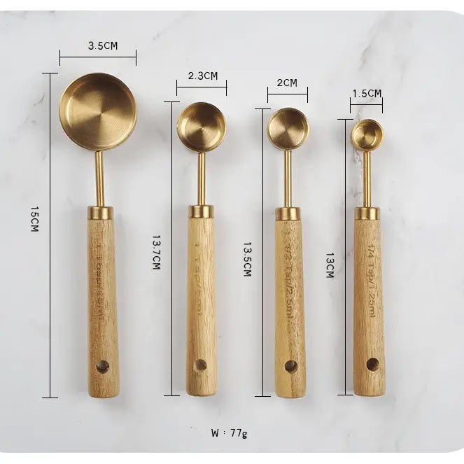 Brass Stainless Steel Measuring Spoons Set of 4
