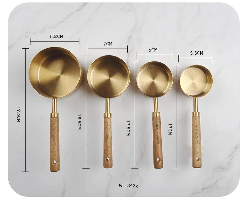 Brass Stainless Steel Measuring Cups Set of 4