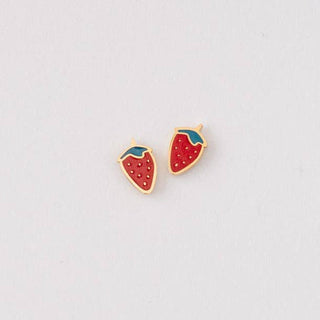 Strawberry Stud Earrings - Hypoallergenic, Flat Back