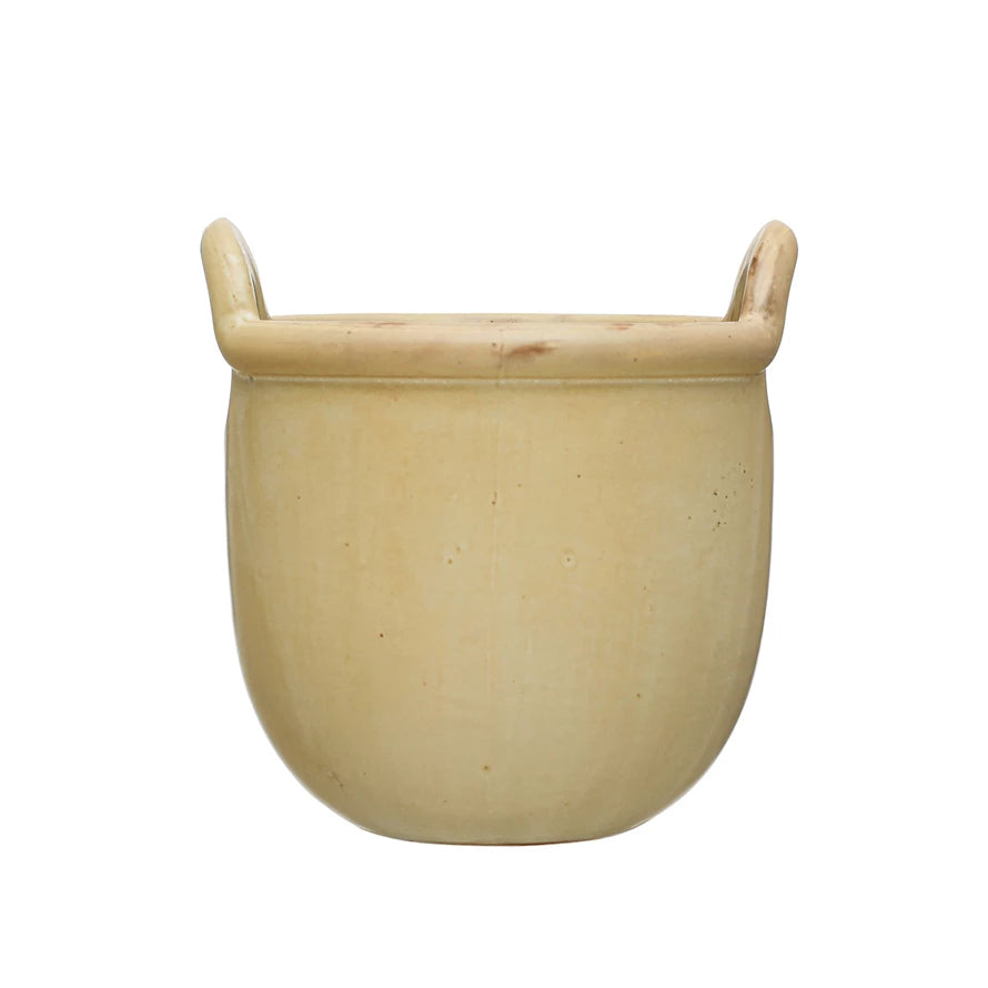 Stoneware Crock w/ Handles, Reactive Glaze, Tan - FORD + ELM