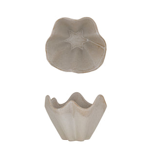 Cream Stoneware Ruffled Bowl