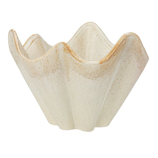 Cream Stoneware Ruffled Bowl