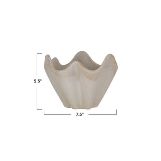 Cream Stoneware Ruffled Bowl