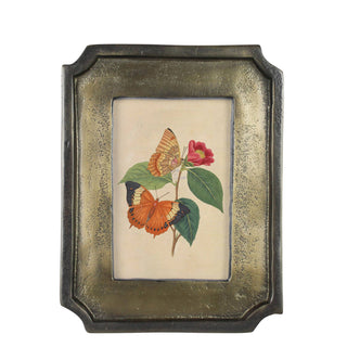 Framed artwork of butterflies and flowers on a white background