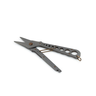 Metal pliers with a textured handle on a white background