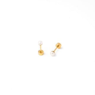 Mini Pearl Stud Earrings - Hypoallergenic, Flat Back