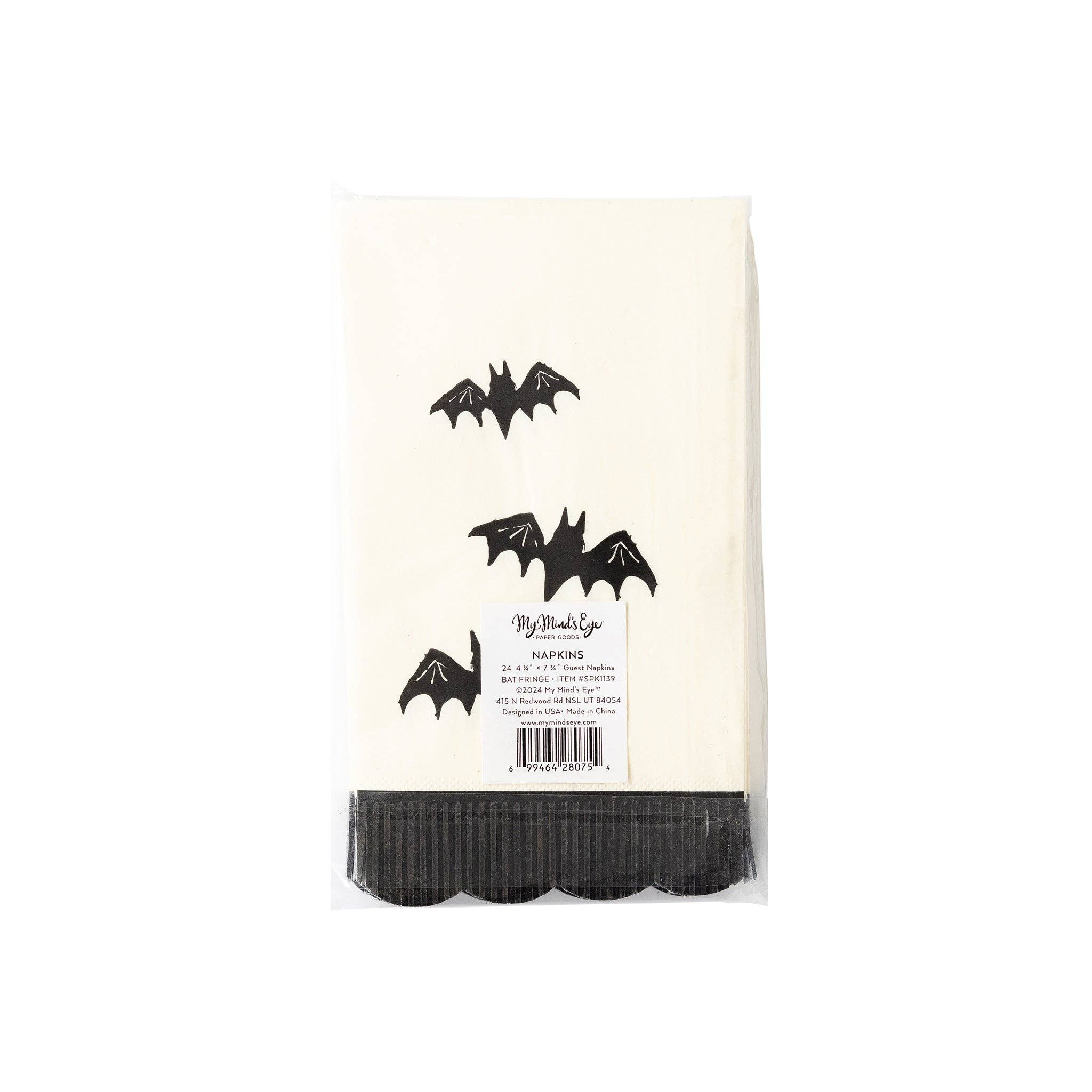 Bats Fringe Scallop Dinner Napkin, 24 Pack