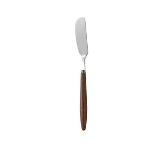 Butter knife with wooden handle on a white background