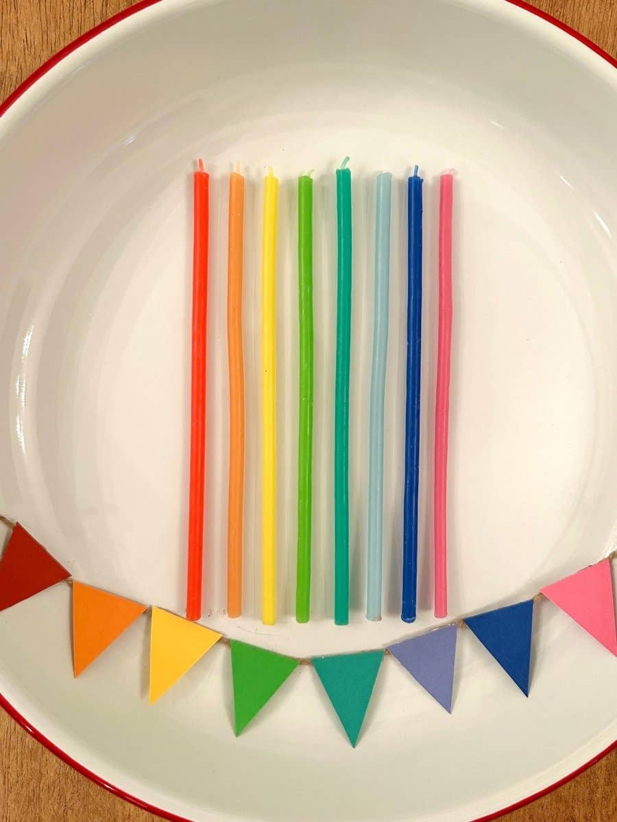 Rainbow Beeswax Birthday Candles, Set of 8 - FORD + ELM