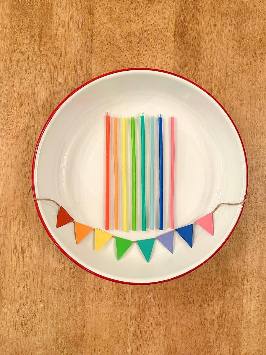 Rainbow Beeswax Birthday Candles, Set of 8 - FORD + ELM