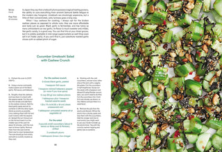 Cucumber Umeshi Salad with Cashew Crunch on a magazine page