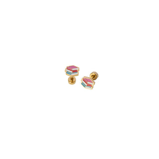 Stacked Books Stud Earrings