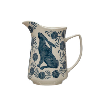 Hand-Painted Stoneware Pitcher