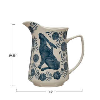 Hand-Painted Stoneware Pitcher