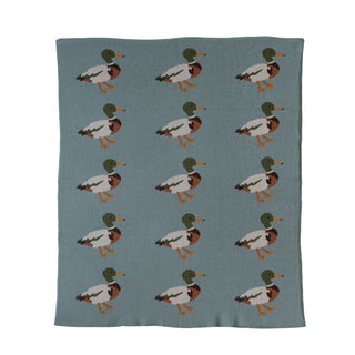 Cotton Knit Baby Blanket w/Ducks