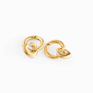 Pair of gold earrings on a white background