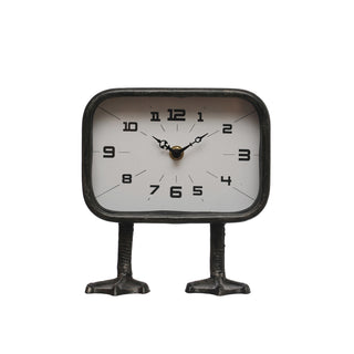 Metal Clock w/ Duck Feet, Gunmetal Finish