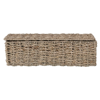 Hand-Woven Seagrass Basket with 3 Sections & Lid, Natural