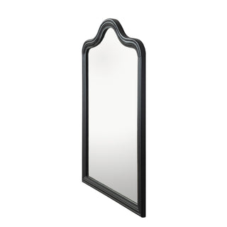 Black-framed mirror on a white background