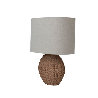 Rattan Table Lamp with Linen Shade