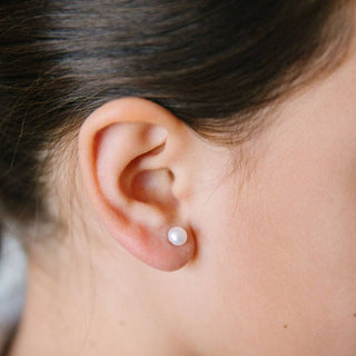 Pearl Stud Earrings - Hypoallergenic, Flat Back