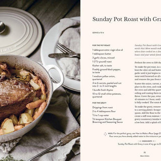 Sunday Pot Roast with Gravy on a plate next to a recipe card.