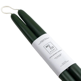 Forest Green Dipped Beeswax Taper Candle 10"