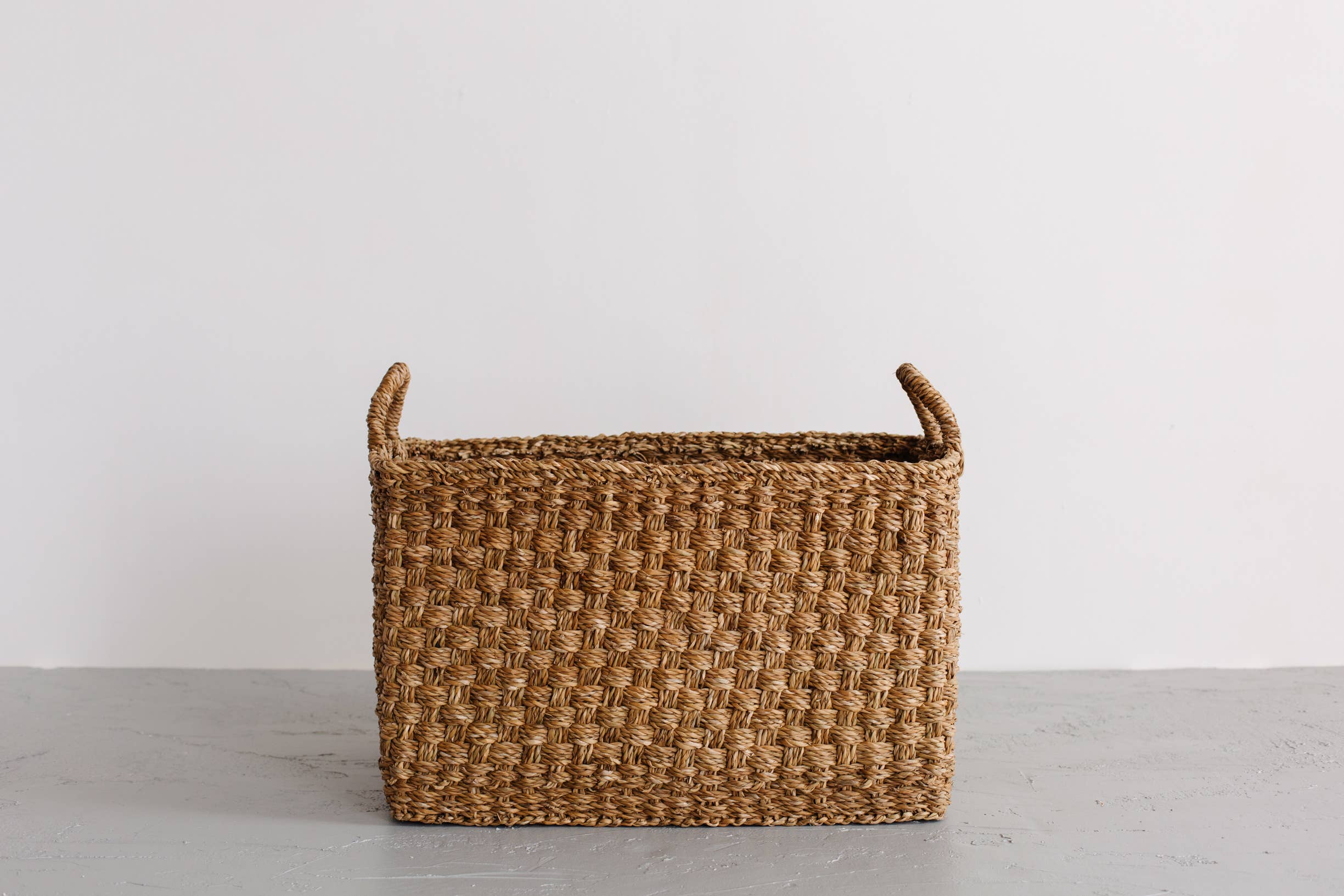 Rectangular Floor Basket with handles, Harvest Chatai weave