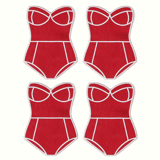 Red Swimsuit Cocktail Napkins - Set of 4