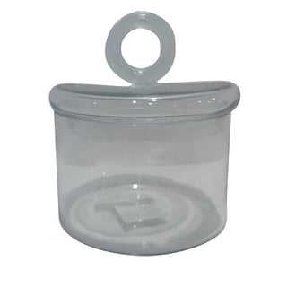 Clear plastic container with a lid on a white background