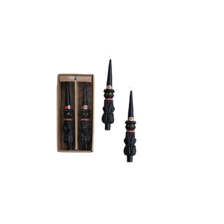 Unscented Cat with Witch Hat Shaped Taper Candles Set of 2