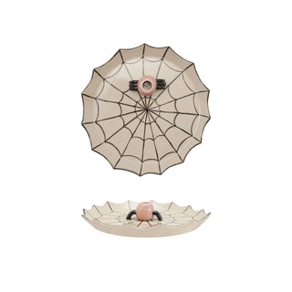 Stoneware Spider Web Platter and Toothpick Holder
