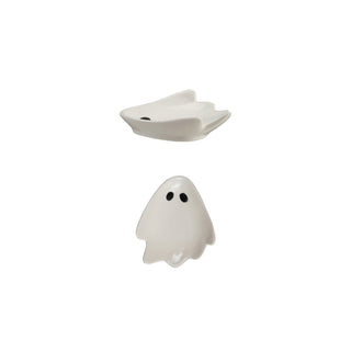 Stoneware Ghost Shaped Dish, White & Black