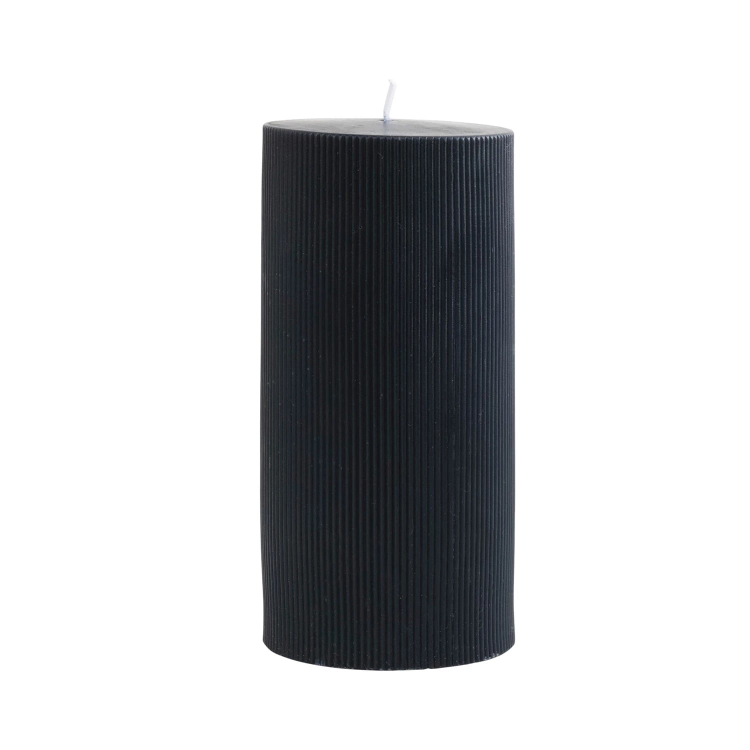 Unscented Pleated Pillar Candle, Noir - FORD + ELM