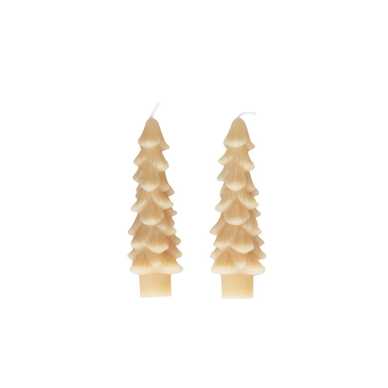 Unscented Tree Shaped Taper Candles , Eggnog (Set of 2) - FORD + ELM