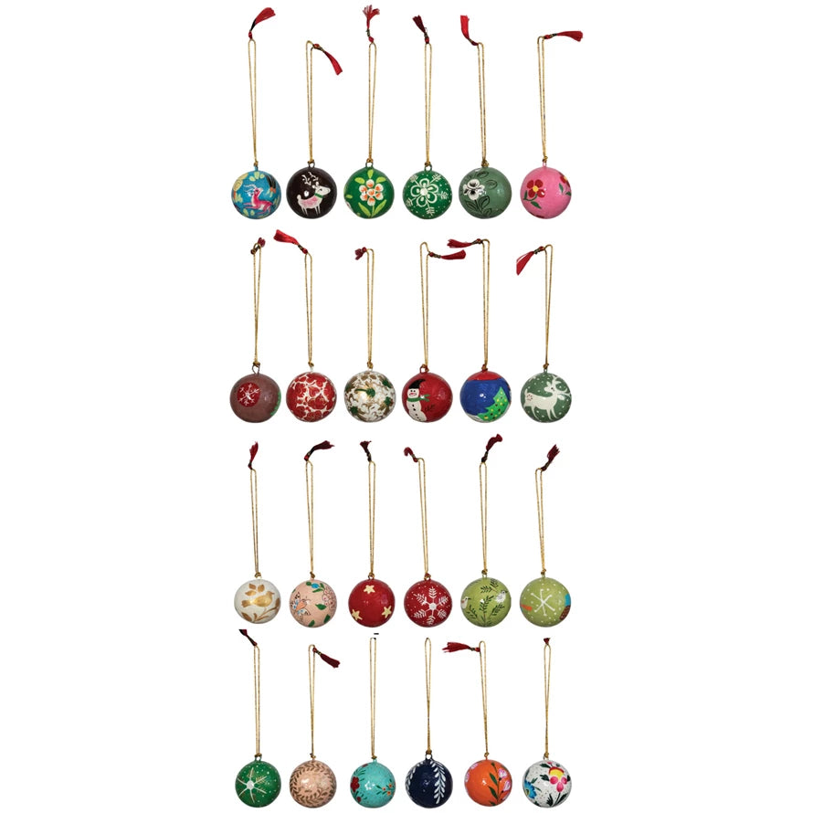 Paper Mache Ball Ornaments, Set of 24 - FORD + ELM