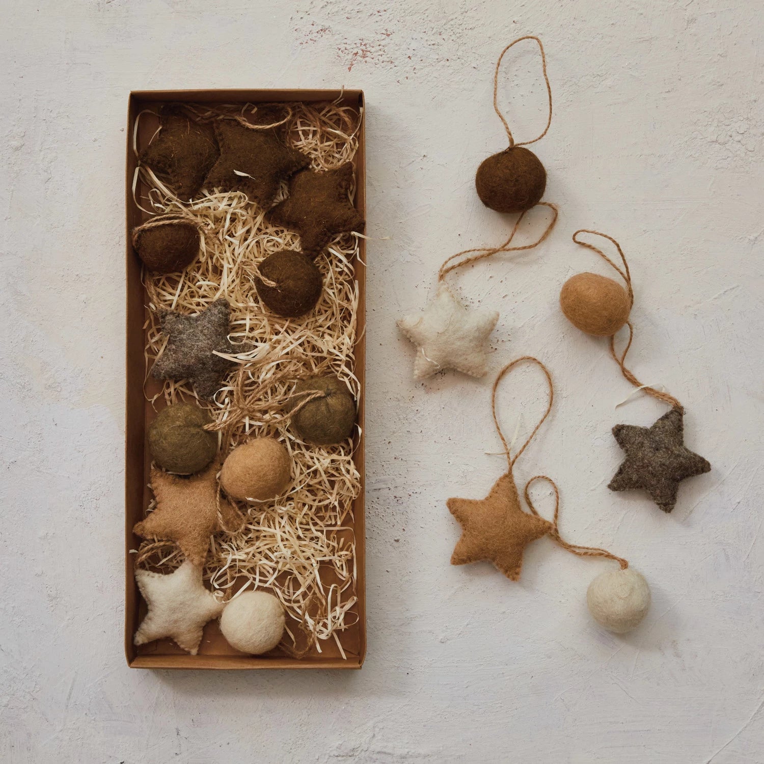 Wool Felt Ball/Star Ornaments, Set of 18 - FORD + ELM