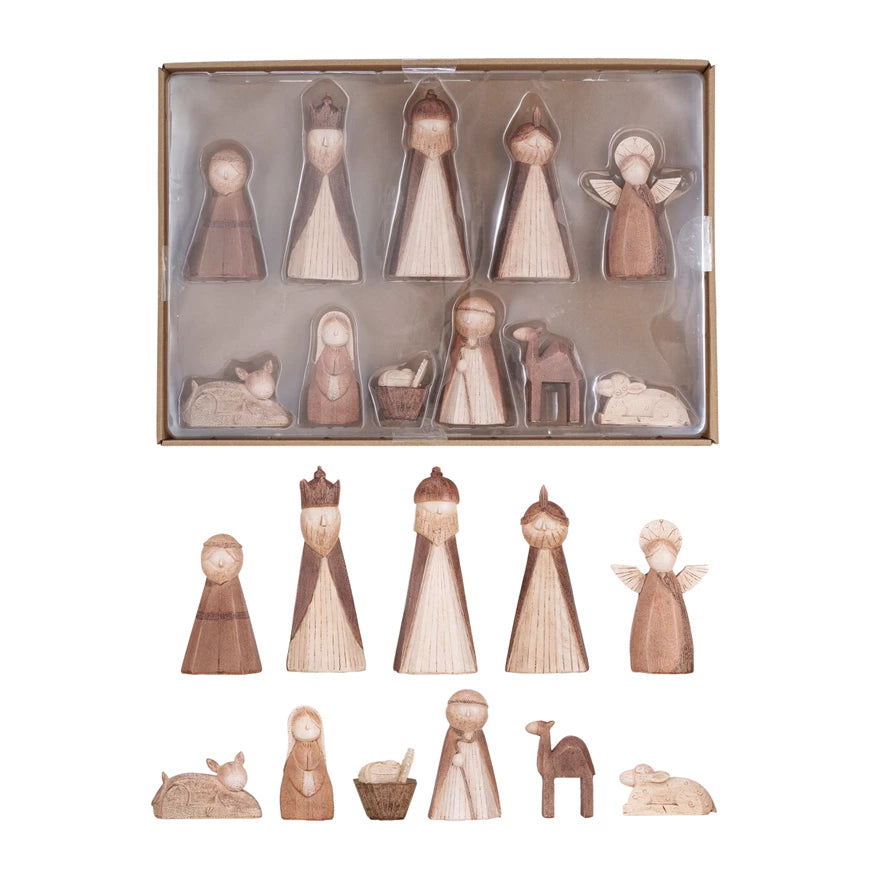 Resin Nativity Set, Wood Finish - FORD + ELM