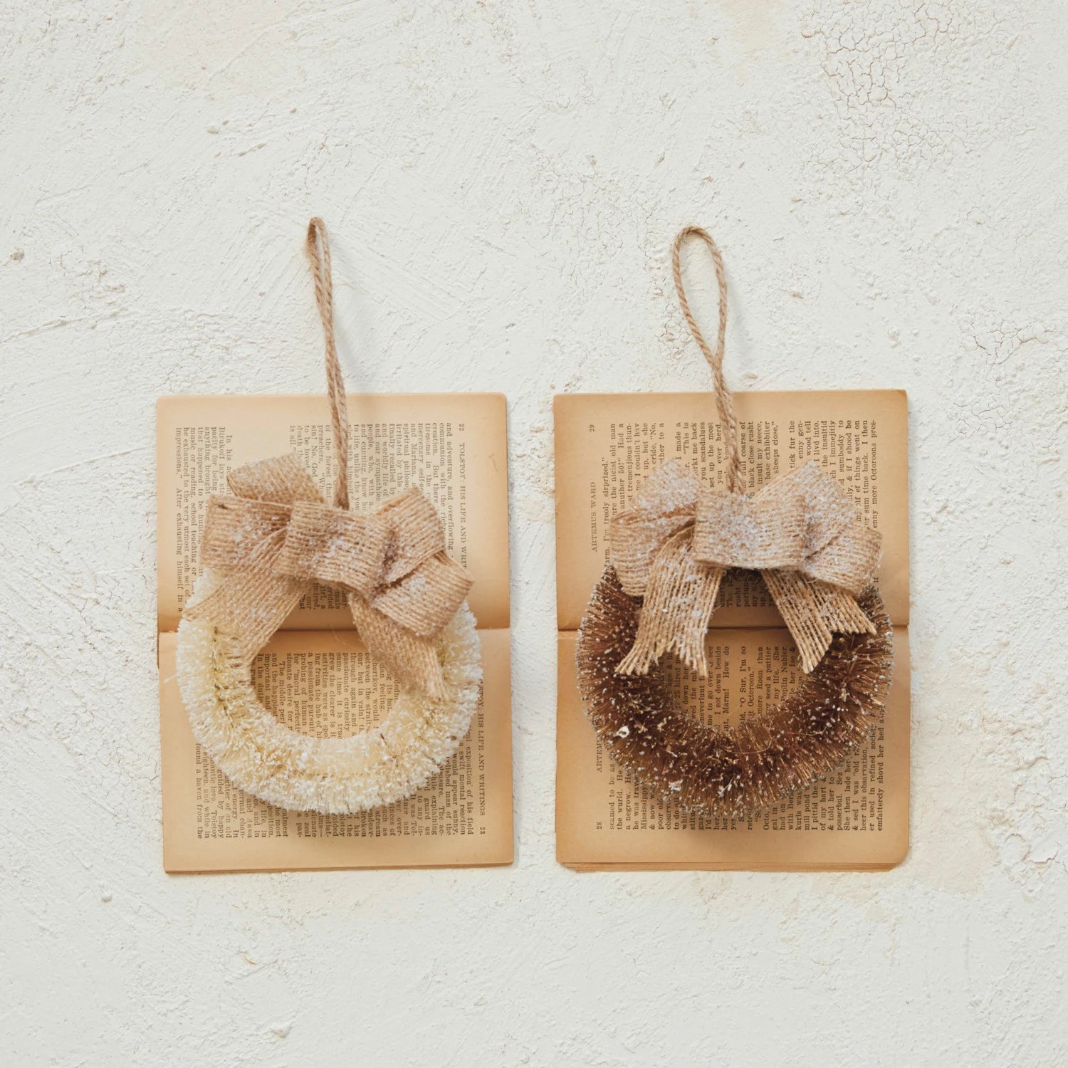 Round Sisal Wreath w/ Burlap Bow Ornament - FORD + ELM