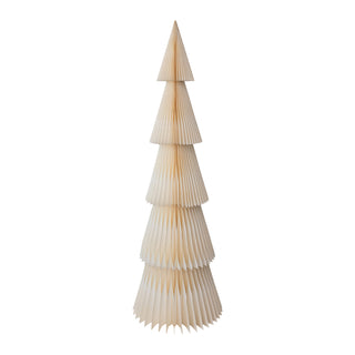 Handmade Folding Honeycomb Tree with Gold Glitter Edge, White, KD
