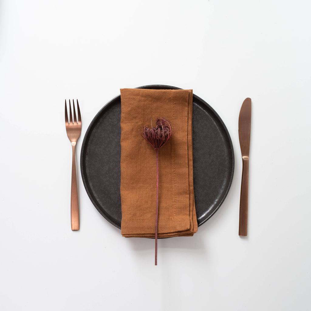 Set of 2 Caramel Brown Linen Napkins